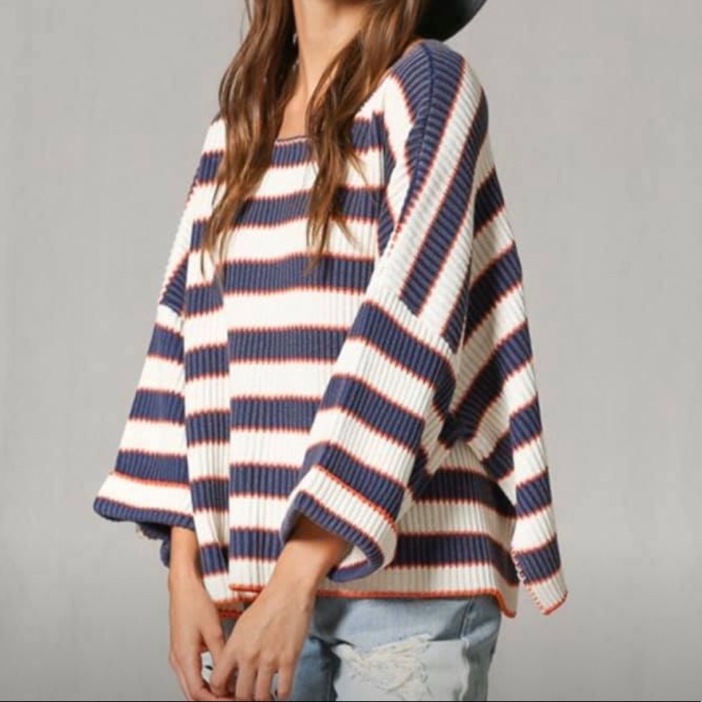 Navy, Orange and White Sweater